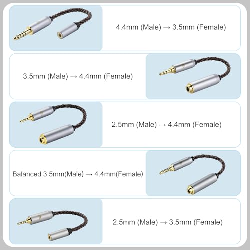 okcsc 2.5MM Male to 3.5MM Female Conversion Cable AC8G OFC Adapter Cable,Aging Resistance PVC Material,Metal Shell,Gold-Plated Plug 2.7inch 3.5MM Female - size: 2.5MM Male to 3.5MM Female