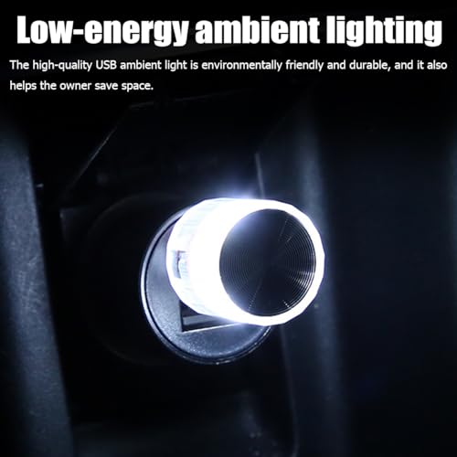 Bittwee 4PCS LED Car Interior Atmosphere Lamp, Plug-in USB Portable Mini Automotive Night Light Interface Trunk Ambient Lighting Kit, Car Interior Decor Universal for SUV, Truck(White)