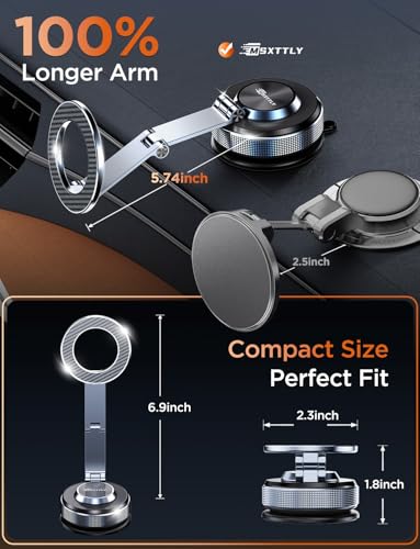 MSXTTLY Magnetic Car Phone Holder Tesla Phone Mount for Magsafe,Foldable - color: Space Gray