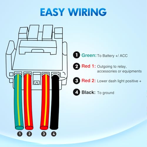 Nilight Cooling Fans Push Button Switch w/Connector Wire Kit 1.28" x 0.87" - style: COOLING FANS