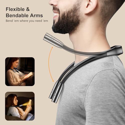 Gritin Book Light,Eye Caring 3 Colors & Stepless Dimming Neck Reading Light - color: Black, size: Standard
