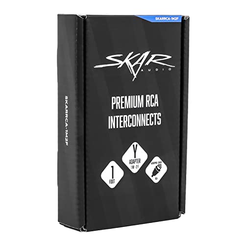 Skar Audio 1-Male to 2-Female RCA Y-Adapter (12-inches) Interconnect Cable - SKARRCA-1M2F (Pack of 2) - size: 1-Male to 2-Female Y-Adapter - 1 foot (Pack of 2)