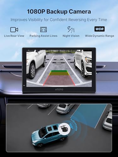 Wireless CarPlay Screen for Car, 9-Inch QLED Portable Android Auto Display - size: 9"