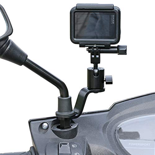 Aluminum Motorcycle Rearview Mirror Mount Bracket Holder Compatible with GoPro Hero 13/12/11/10/9/8/7/6(2018)/5 Black APEMAN AKASO TENKER Campark DJI Osmo Action 6/5 pro/4/3/2 and More