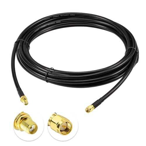 Superbat SMA Male to SMA Female Bulkhead RF Coaxial Cable RG8X Cable 15ft + 3pcs RF Coax SMA Adapter Kit for SDR Antenna Ham Radio,3G 4G LTE Antenna,ADS-B,GPS etc. - size: 5M/16.4FT RG8X