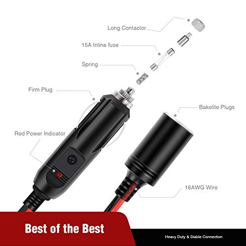 Nilight 1 to 2 Car Cigarette Lighter Splitter 1 Male 2 Female Plug Socket - color: 1 to 2 Cigarette Lighter Splitter