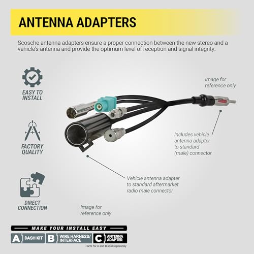 Scosche AXT48-WP1 Universal 48" Antenna Extension Cable for Car Stereo - AM/FM Radio Antenna Extender with Standard DIN Connector - Radio Antenna Extension Audio Adapter for Domestic & Import Vehicles - style: 48" Antenna Extension Cable