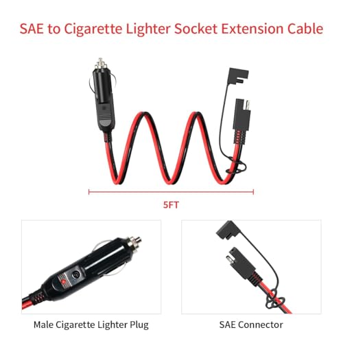 ELFCULB SAE to 12V Cigarette Lighter Male Plug Cable 14AWG 10FT for RV - color: SAE to PLUG, size: 10FT