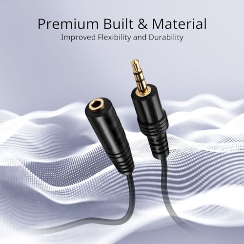 TNP 3.5mm Headphone Extension Cable, 30 FT Male to Female AUX, Black - size: 30FT