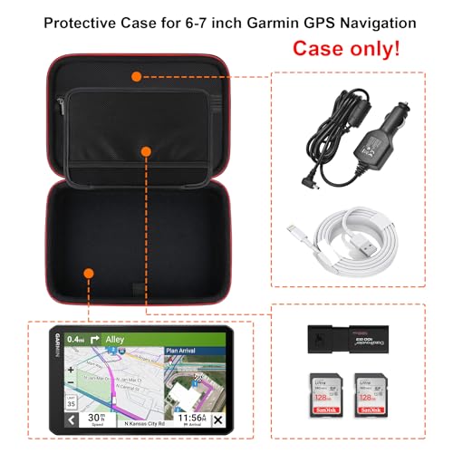 RAIALL GPS Case for 6-7 Inch Garmin dēzl OTR610 OTR710 OTR720 OTR620/ DriveSmart 71 66 65/ RV 795 7' GPS Navigator System, Hard Carrying Case Protective Travel Bag, Mesh Pocket for USB Cable, Black