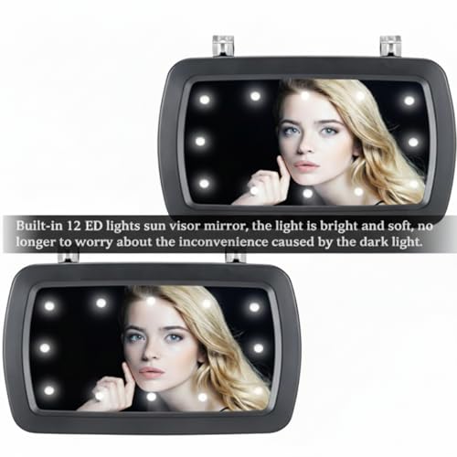 Jetec Car Sun Visor Vanity Mirror Clip-on Automotive Makeup Sun-shading Universal Visor Rechargeable Car Makeup Mirror for Women Truck Automobile Accessories Supply