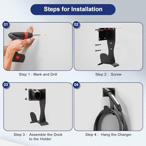for Tesla Charger Cable Holder, Flush-Mount NACS EV Wall Organizer