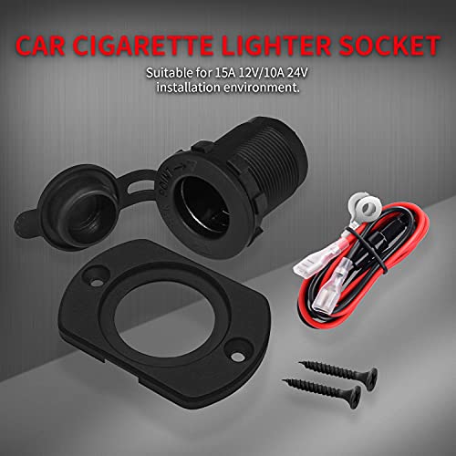 DaierTek 12V Cigarette Lighter Socket Replacement Female Connector DC Socket Power Outlet Cigarette Lighter Outlet with Wire Fuse and Waterproof Cover for Car Marine Boat Auto - color: No LED