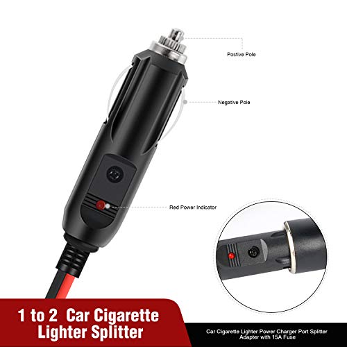 Nilight 1 to 2 Car Cigarette Lighter Splitter 1 Male 2 Female Plug Socket - color: 1 to 2 Cigarette Lighter Splitter