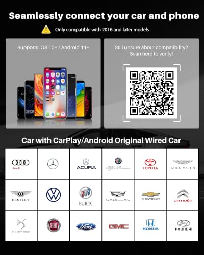 PASKOO 2026 Upgraded Wireless CarPlay Adapter for iPhone & Android - size: 2IN1