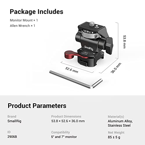 SmallRig Field Monitor Mount with NATO Clamp, Camera Monitor Holder for 5” and 7” Monitor, Swivel and Tilt Adjustable - 2906B - style: nato clamp base