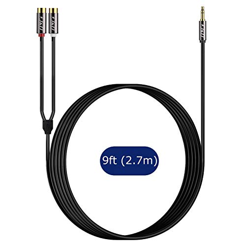 J&D RCA to 3.5mm Cable, 1/8 inch 3.5mm Auxiliary Male to 2RCA Female Stereo Audio Cord Gold Plated Aux Y Splitter for Smartphone, Tablet, MP3, Computer, Speaker, 10 Feet - size: 10 Feet