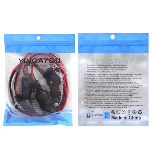 Cigarette Lighter Cable with On Off Switch 12V 24V SAE to Cigarette Lighter Plug with Switch 14AWG 20A Fuse with LED Light, Waterproof Cover Suitable for Cars, Motorcycles, Boats (3 m/10 ft) - size: 3 m/10 ft
