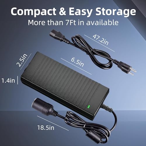 180W AC to DC Converter, 110V-240V to 12V/15A, Cigarette Lighter Socket AC/DC Adapter Power Supply for Car Inflator,Car Refrigerator,Car Vacuum, 7.2FT - color: 12V 15A