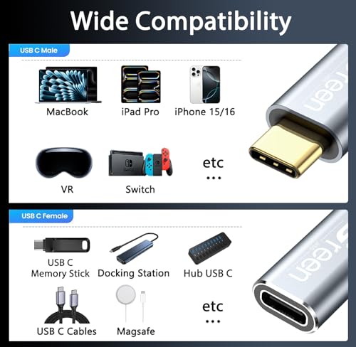 Green Jiss® USB C Extension Cable 10ft, 20Gbps/4K@60Hz, Video Heavy Duty USB3.2 Gen2 Extender Male to Female Full Function Ultra-High Speed Transfer USB Type C Extender 240W Fast Charging Cable - size: 10 FT