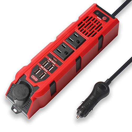 BYGD 200W Car Power Inverter DC 12V to 110V AC Car Adapter Outlet Converter - color: Red