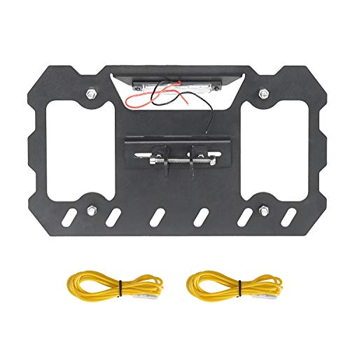 Hooke Road Shackle D Ring License Plate Mount Bracket Relocation Holder w/White LED Light for 1955-2026 Jeep Wrangler CJ YJ TJ JK JL Gladiator JT