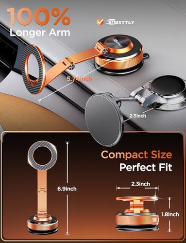 MSXTTLY Tesla Phone Mount for Magsafe, Vacumm Magnetic Car Phone Holder - color: Cosmic Orange