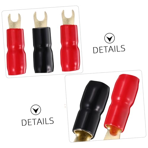 10 Pairs Copper Gold Plated 4 Gauge Strip Spade Terminal Spade Fork Adapters Connectors Plugs Crimp Barrier Spades for Speaker Wire Cable Terminal Plug - 4GA (Red and Black)