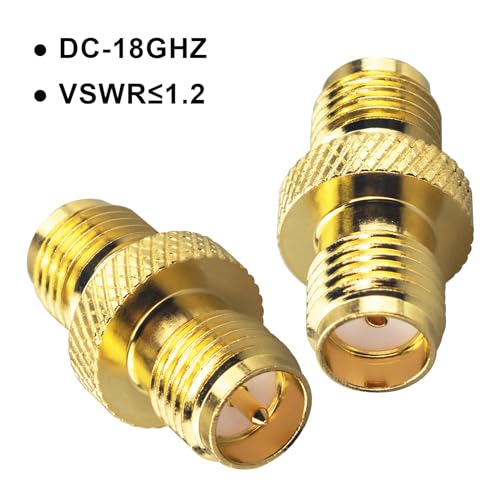 2-Pack Upgraded SMA Female to RP-SMA Female Adapter DC-18GHz VSWR ≤1.15 RF Coaxial Gold-Plated Adadper for FPV Drone Signal Booster Wireless LAN Device Gold-Plated - size: SMA Female to RP-SMA Female