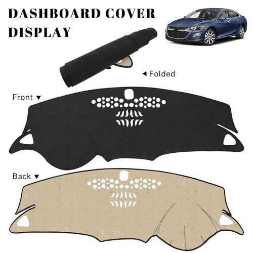Black Dashboard Dash Board Cover Mat Carpet for Chevy Malibu 2016-2025 Accessories Dash Cover Flannel Material Dash Mat Sunshade - size: for Chevy 2016-2025 Malibu