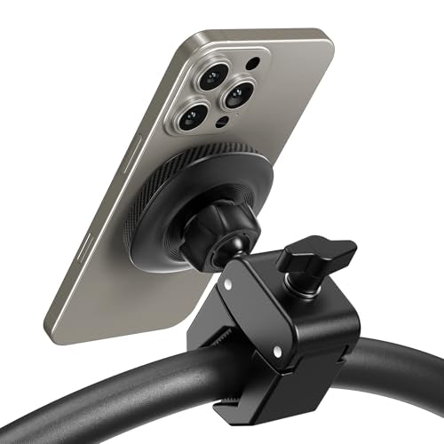 OQTIQ Phone Holder for Peloton Exercise Bike, Heavy-Duty Clamp Bar Mount