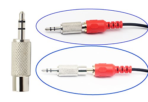RCA to 3.5MM Audio Adapter Metal 3.5mm (1/8 Inch) Stereo Plug Male to RCA Female Jack Adaptor Connector(Silver)(5 Packs, 3-Pole) - color: 5 Packs, 3-Pole