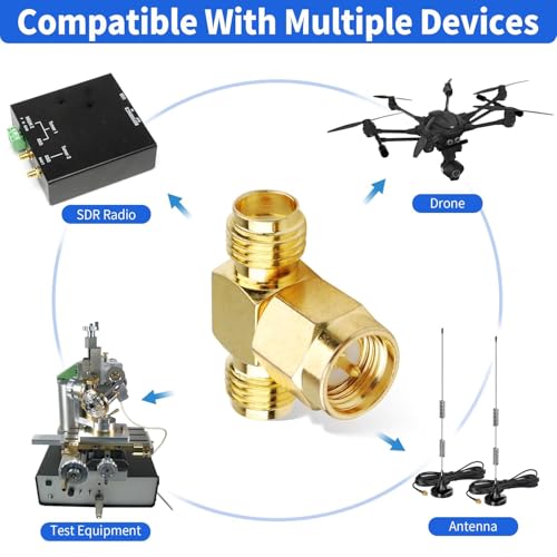 Superbat SMA Adapter Splitter 2-Way, SMA Male to Dual Female Splitter Antenna Adapter Converter 3pcs - color: SMA splitter