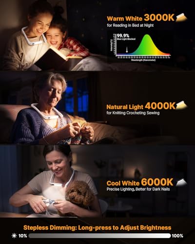 Reading Light with Storage Case, Rechargeable Neck Book Light - color: White + Black Storage Case