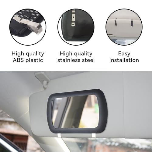 6.6 x 4.3 Inch Sun Visor Vanity Mirror, Black