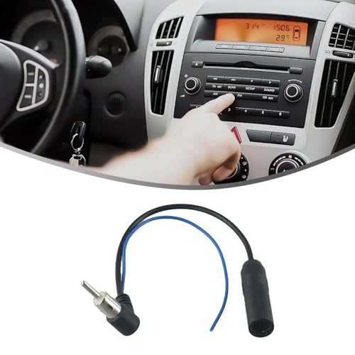 Car Radio Antenna Extension Cable with Power Supply Booster Lead Wire DIN Plug Male to Female Adapter Connector for Car Stereo Head Unit Aftermarket Car Audio System AM FM Radio Receiver