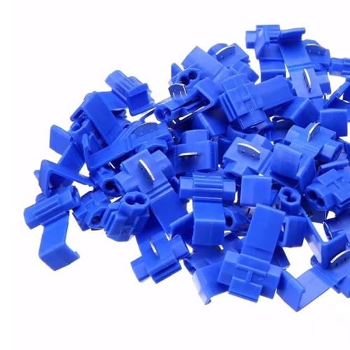 Quick Splice Wire Connectors Snap Kit, Self Stripping Splice Connectors, 100PCS 18-14 AWG Gauge Inline Copper Wire Connector, Blue - color: Blue 100