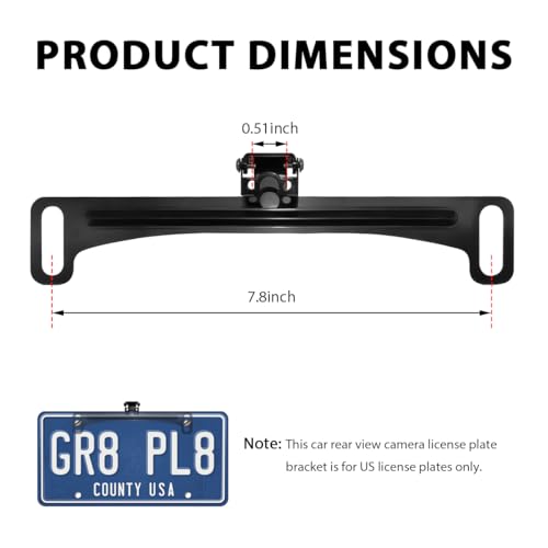 Car Rear View Camera License Plate Bracket, Rust-Resistant Auto Backup Camera License Plate Holder, Universal Licence Frame Dash Cam Mirror Cam Mount for Back Up Cameras