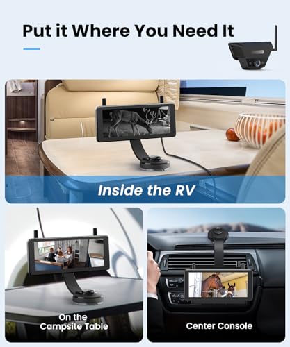 AUTO-VOX Wireless Backup Camera Kit: 7.2" Monitor, Solar 5 Cam, Suction Mount and Solar 3A Plus Cam– Flexible Placement for Horse Trailer, Boat Trailer, Cargo Monitoring, Tight Spot Parking