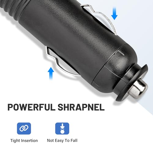 Anina 5.5x2.1mm Car Cigarette Lighter Adapter Plug Cord with Switch Button, 6.5ft 12V-24V Male Cigarette Lighter Power Supply Charger Extension Cable Fuse for Rear View Camera Monitor Car Refrigerator