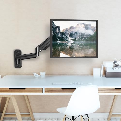HUANUO Single Monitor Wall Mount for 13 to 32 Inch Computer Screen, Gaming Monitor Wall Mount Arm Holds up to 17.6lbs, Height Adjustable Full Motion Wall Monitor Mount-VESA Mount 75x75,100x100
