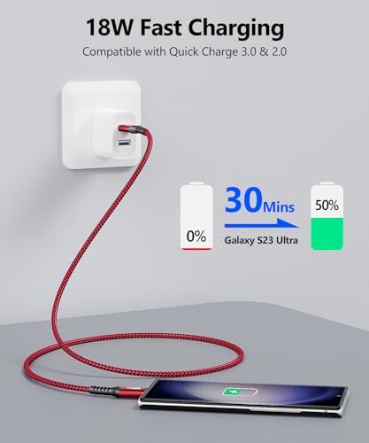 SUNGUY 10Gbps Android Auto USB Cable 1FT, 3A USB C 3.1 Gen2 Cable Data Transfer, USB C CarPlay Cable Fast Charging Compatible with iPhone 17/16/15 Series, Samsung Galaxy S25 S24 Ultra, Pixel - color: Red, size: 1FT