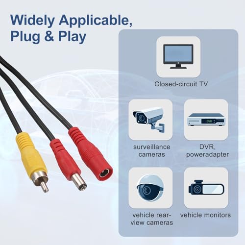 MECCANIXITY Backup Camera RCA Video Cable 65.6FT/20M Copper Core Audio Cord - size: 65.6FT/20M