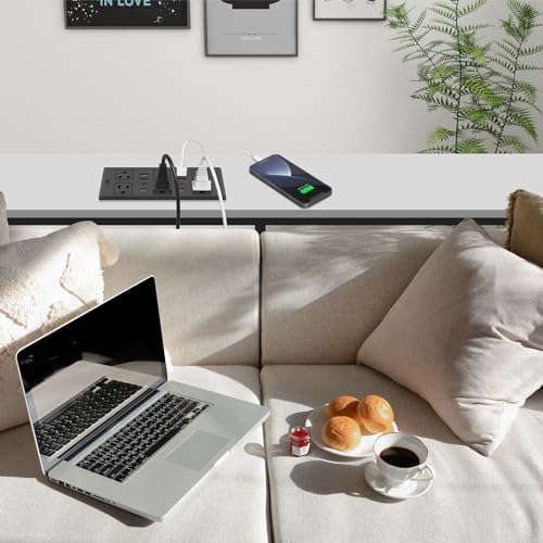 Recessed Power Strip with PD 30W Fast Charging - size: 6 FT