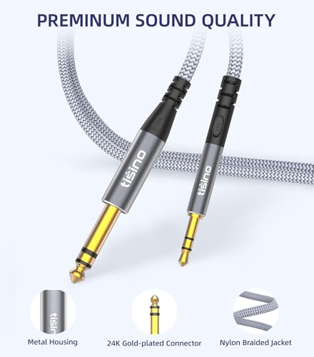 Tisino 1/8 to 1/4 Stereo Cable, 3.5mm to 1/4 Adapter Aux Cord, 10 FT - size: 3m/10ft