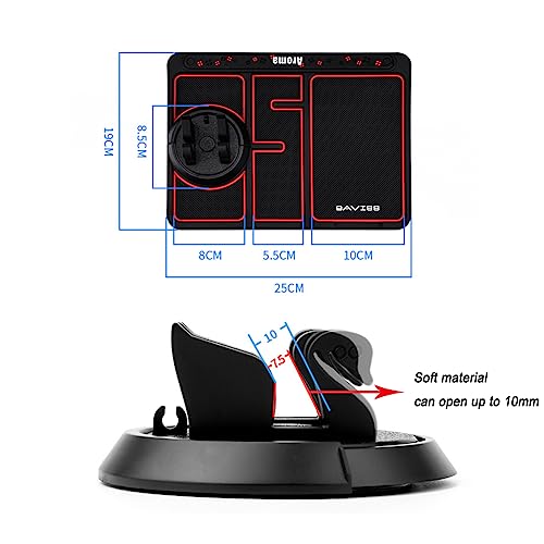 Tumecos Car Dashboard Anti-Slip Mat with 360° Rotation Phone Holder & Storage Tray, Universal Non-Slip Car Dashboard Pad for Cell Phones, Keys, Sunglasses, Compatible with Most Vehicles & Smartphones - style: Style C