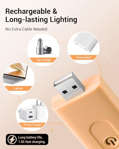 DEWENWILS LED USB Rechargeable Book Light, Clip on Reading Light Peach Fuzz - color: Peach Fuzz