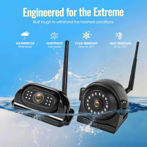 10.1" - 4 Magnetic Wireless RV Backup Camera System, 1080P DVR Touchscreen Rear Side Cameras for Monitoring, Compatible with Furrion Pre-Wired Plug, Night Vision Camera for Trailer Truck, A24 - size: 10.1" 4-CAM