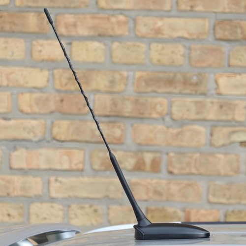Car Antenna Replacement, 16 Inch Flexible Roof Mounted AM FM Stereo Aerial Mast with M5 M6 Threaded Adapters, Universal Rubber Radio Antenna Kit for Most Cars Trucks SUVs - color: 16 Inch