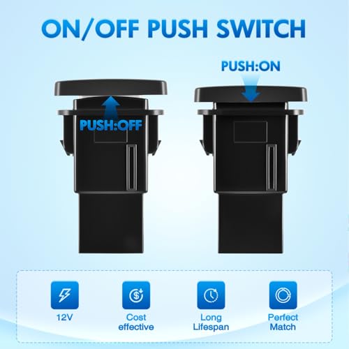 Nilight Cooling Fans Push Button Switch w/Connector Wire Kit 1.28" x 0.87" - style: COOLING FANS